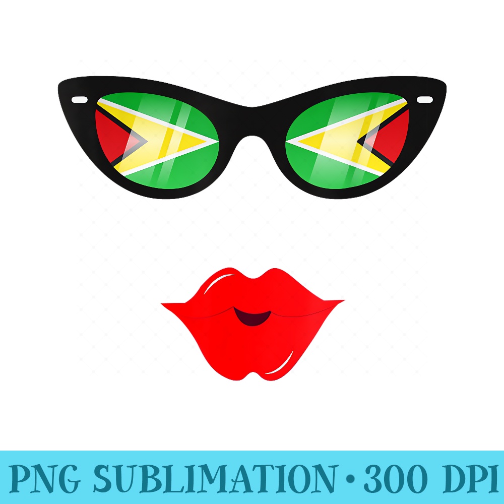 Guyanese Flag Sunglasses Lips Tshirt Guyana - PNG Download Template - Easy-To-Print And User-Friendly Designs