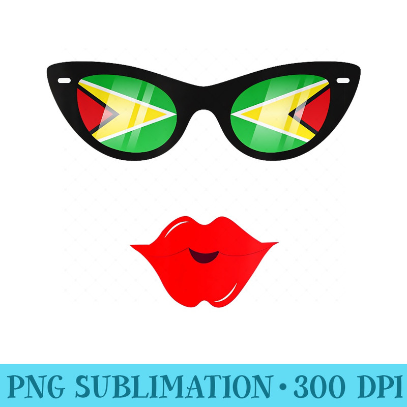 Guyanese Flag Sunglasses Lips Tshirt Guyana - PNG Download Template - Easy-To-Print And User-Friendly Designs