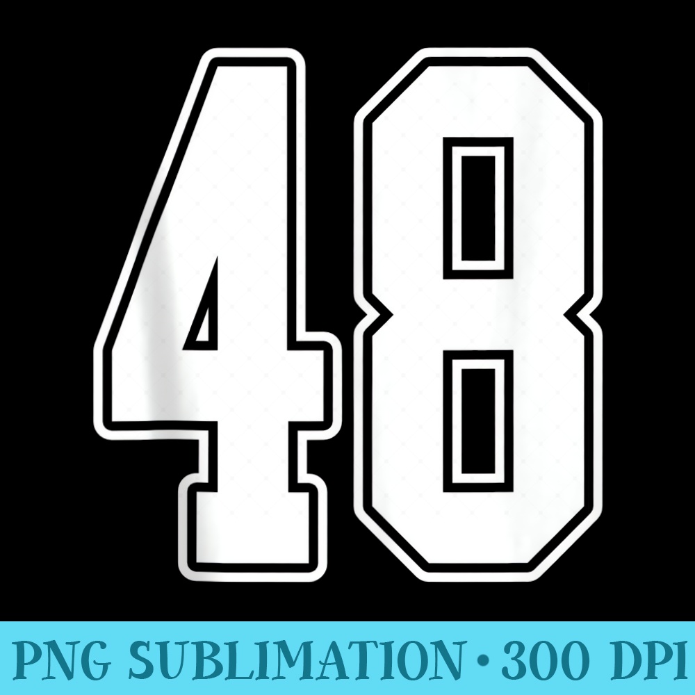 48 White Outline Number 48 Sports Fan Jersey Style - High Resolution PNG Download - Perfect for Personalization