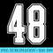 48 White Outline Number 48 Sports Fan Jersey Style - High Resolution PNG Download - Perfect for Personalization
