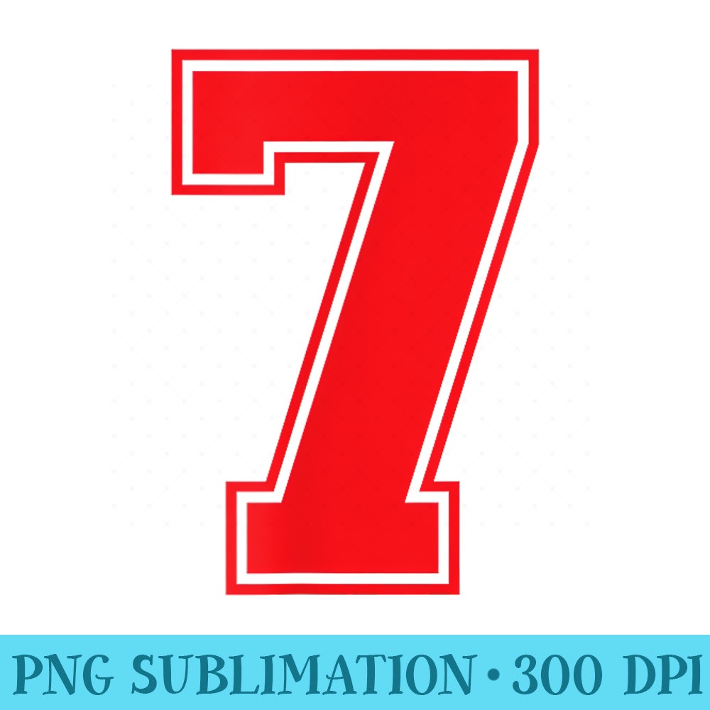 Number 7 Red Sports Jersey Lucky Number - Sublimation patterns PNG - Perfect for Personalization