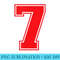 Number 7 Red Sports Jersey Lucky Number - Sublimation patterns PNG - Perfect for Personalization