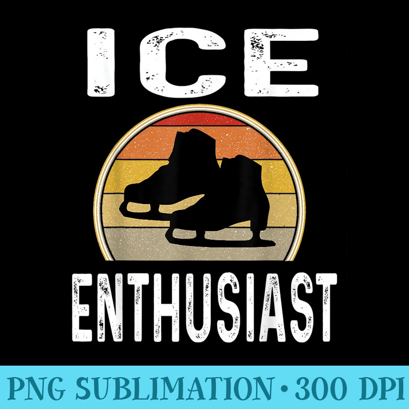 Retro Ice Skater Skating Hockey Player Ice Skates Figure - Shirt Printing Template PNG - Transform Your Sublimation Creations