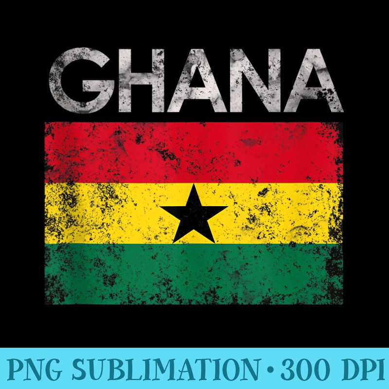 Vintage Ghana Ghanaian Flag Pride - Ready To Print PNG Designs - Unleash Your Inner Rebellion