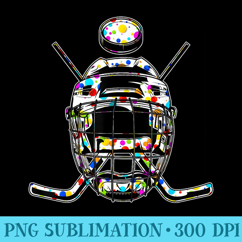 Retro Colorful Polka Dots Hockey Helmet Puck Happy Dot Day - PNG Sublimation - Defying the Norms
