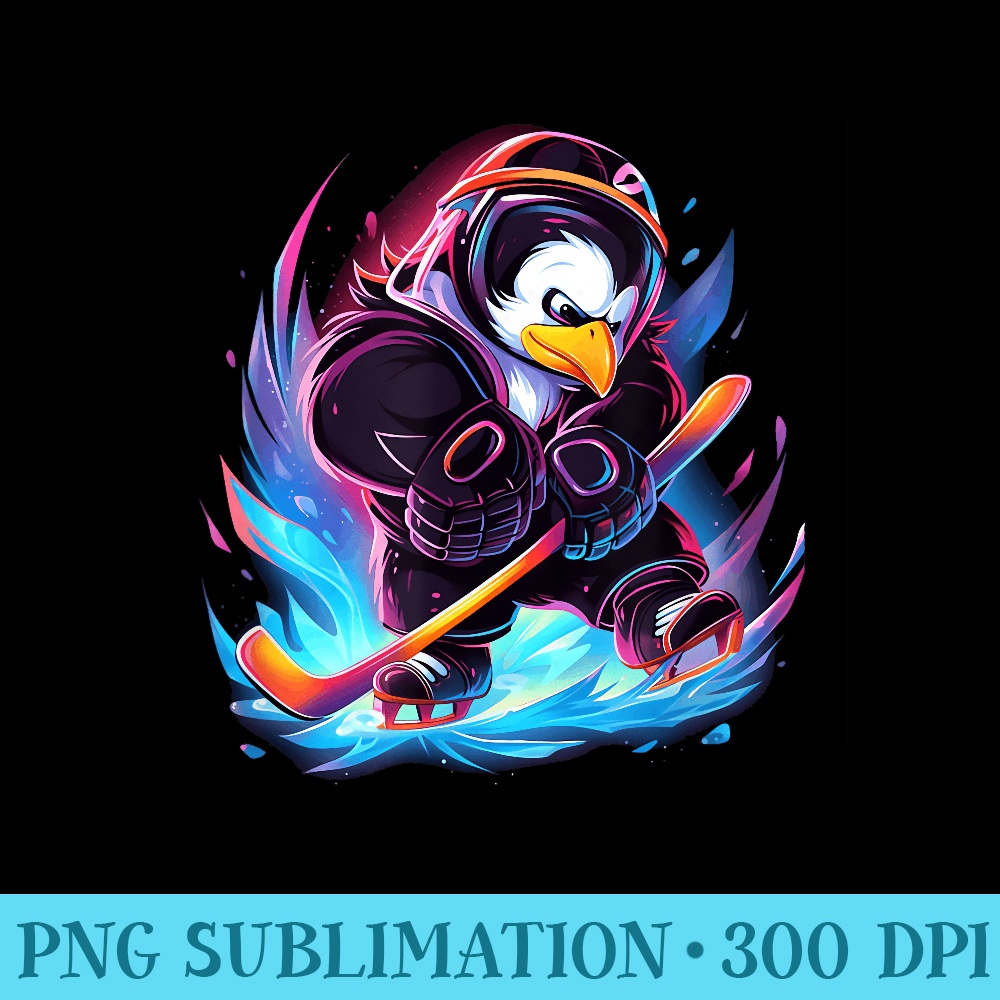 Hockey Player Penguin Hockey Stick Ice Hockey Skates - Sublimation PNG download - Easy-To-Print And User-Friendly Designs