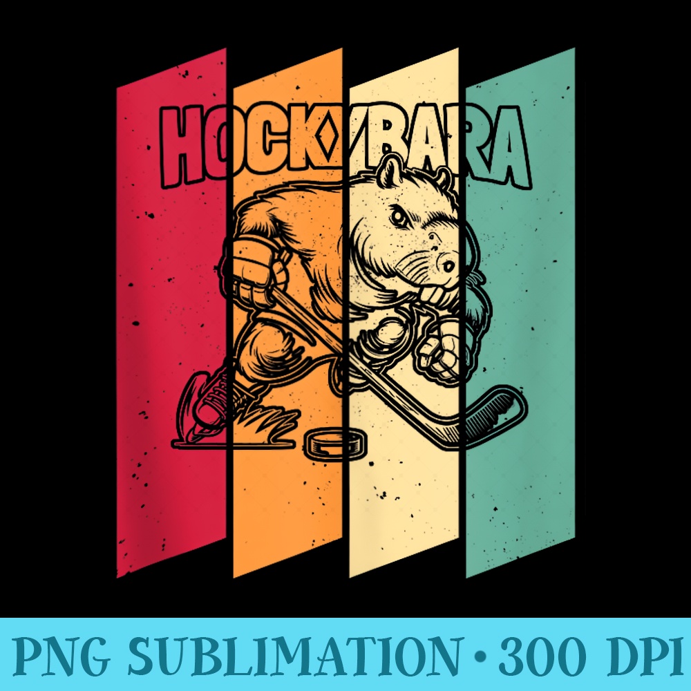 Retro Capybara Ice Hockey Team Player Vintage Hockybara - Modern PNG designs - Trendsetting And Modern Collections