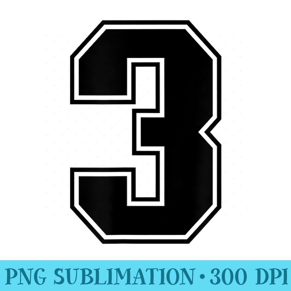 Number 3 Black Sports Fan Jersey Number - Shirt Vector Illustration - Stunning Sublimation Graphics