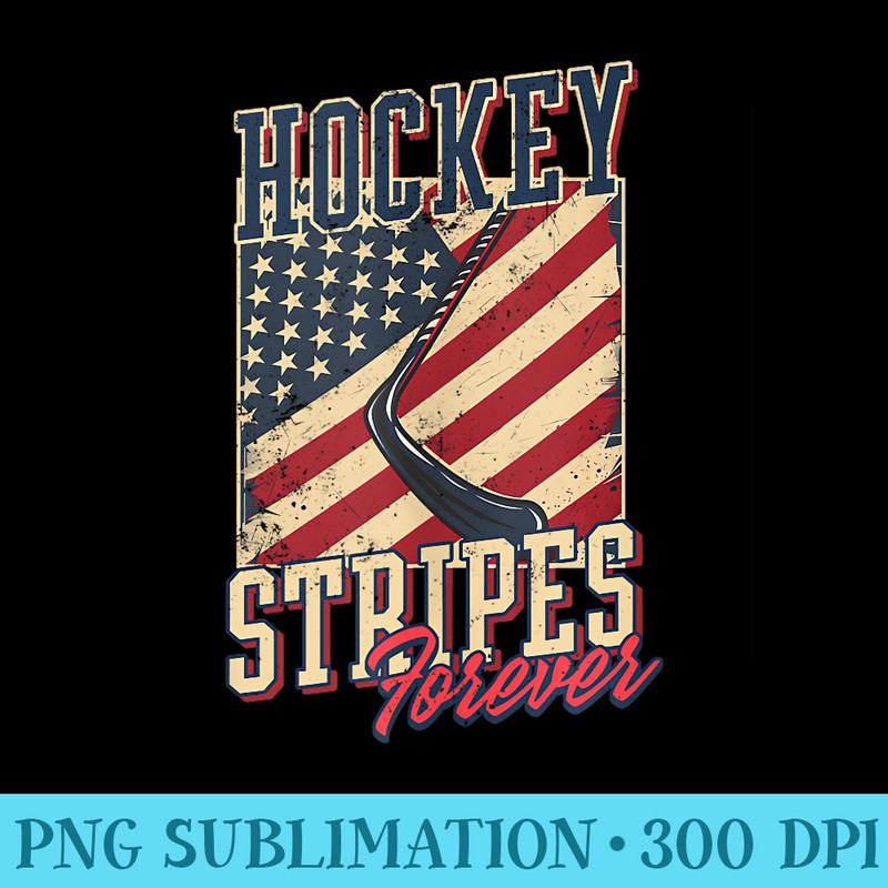 Hockey Stripes Forever Design 4th Of July Hockey - Transparent Shirt Clip Art - Bold & Eye-catching