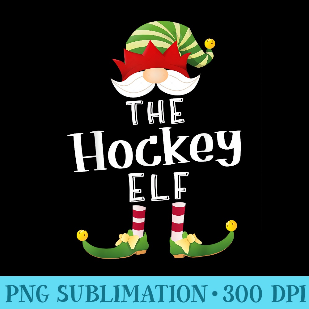 Hockey Elf Group Christmas Funny Pajama Party - Sublimation PNG Designs - Versatile And Customizable Designs