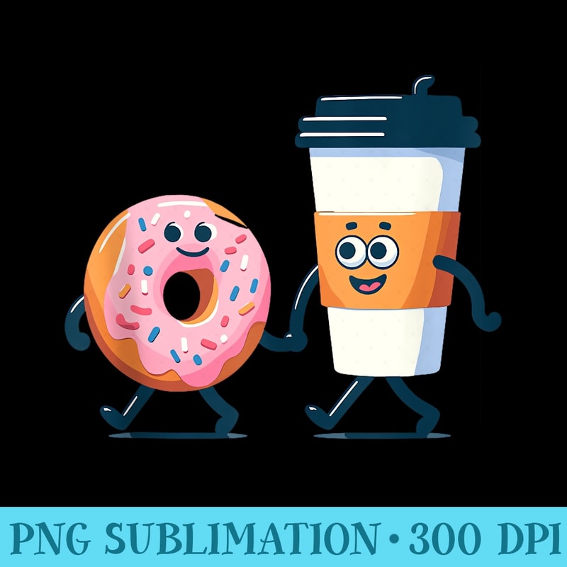 Couples Donut Coffee - Unique PNG Artwork - Spice Up Your Sublimation Projects