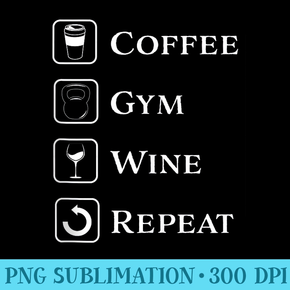 COFFEE, KETTLE BELL, WINE, REPEAT GYM - PNG Picture Download - Unique And Exclusive Designs