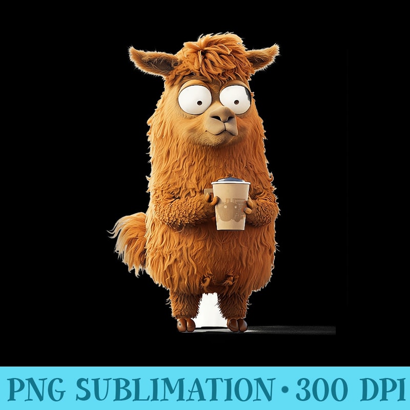 Funny Cute Alpaca Drink Coffee For Alpaca Lover - PNG Download Button - Create with Confidence