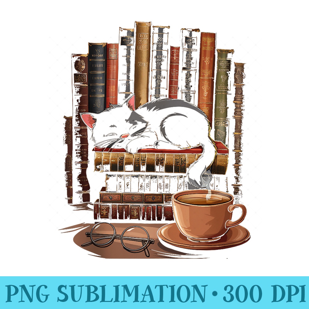 Sleepy Cat Book Lover - Unique Sublimation patterns - Perfect for Sublimation Art