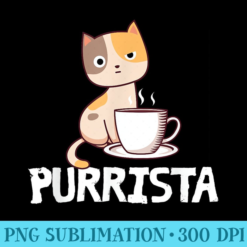 Funny Barista Cat - Casual Shirt PNG - Perfect for Creative Projects