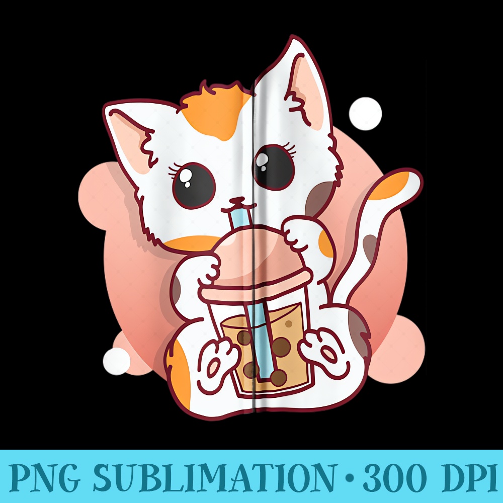 Cute Cat Boba Tea Bubble Tea Anime Kawaii Women Girls - Shirt Mockup Download - Transform Your Sublimation Creations