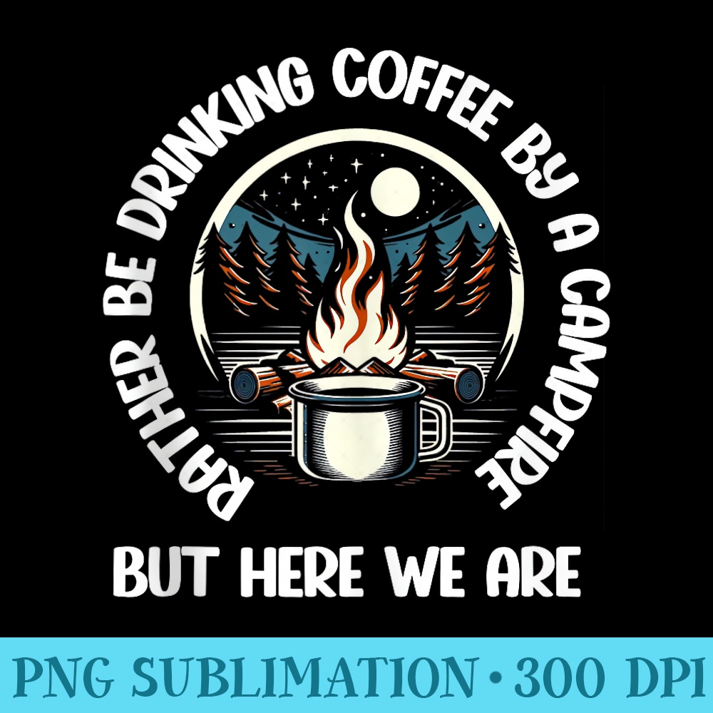 Coffee By a Campfire Sarcastic Cute Camping Hiking - Sublimation PNG download - Revolutionize Your Designs
