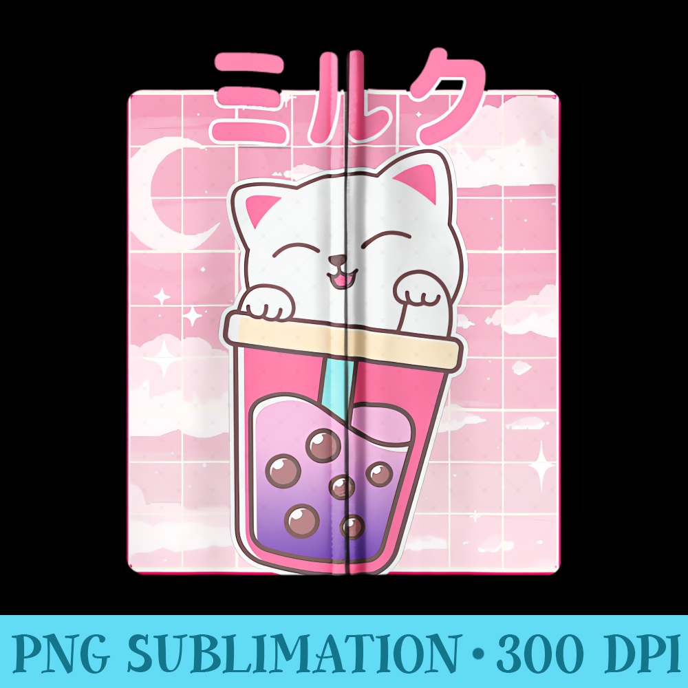 Cat Boba Tea Bubble Tea Anime Kawaii Neko Kitty Pile Anime - Shirt Artwork Download - Easy-To-Print And User-Friendly Designs
