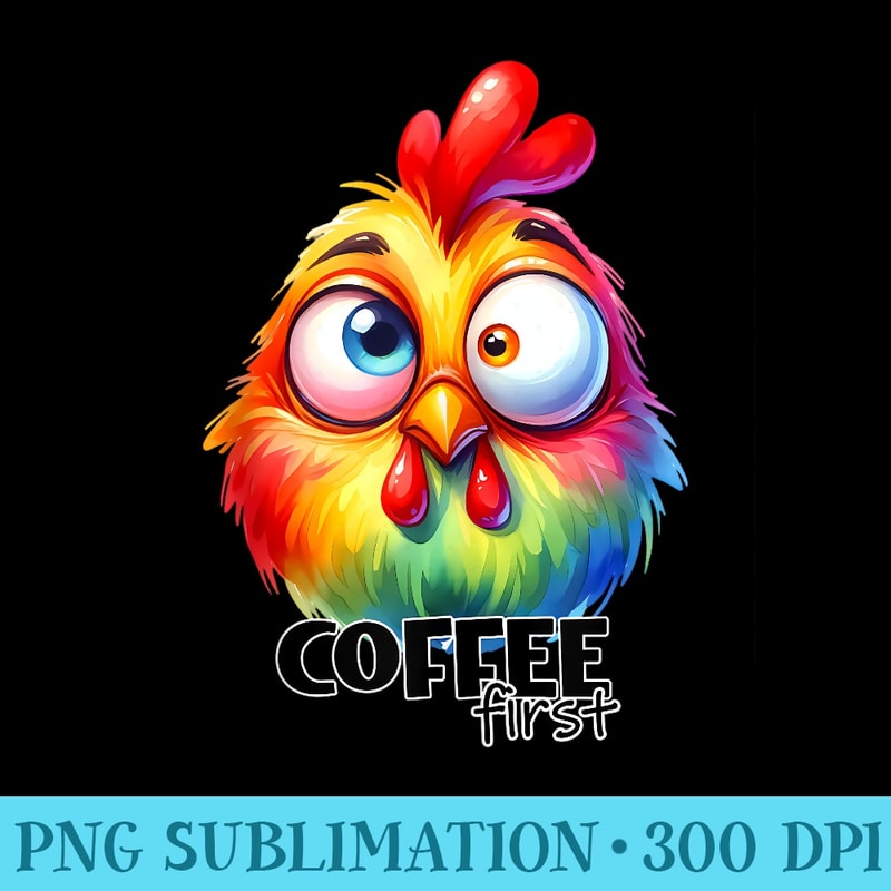 Rainbow Chick Coffee First Caffeine Addict Lover - PNG File Download - Fashionable and Fearless