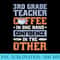 Coffee In Hand Third Grade Teacher for 3rd Grader Teacher - Shirt Artwork PNG - Fashionable and Fearless