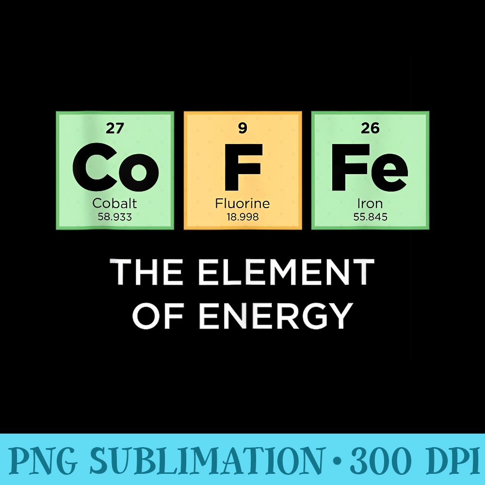 COFFEE Element of Energy Funny Periodic Table of Elements - Sublimation printables PNG download - Unique And Exclusive Designs