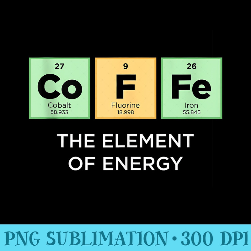 COFFEE Element of Energy Funny Periodic Table of Elements - Sublimation printables PNG download - Unique And Exclusive Designs