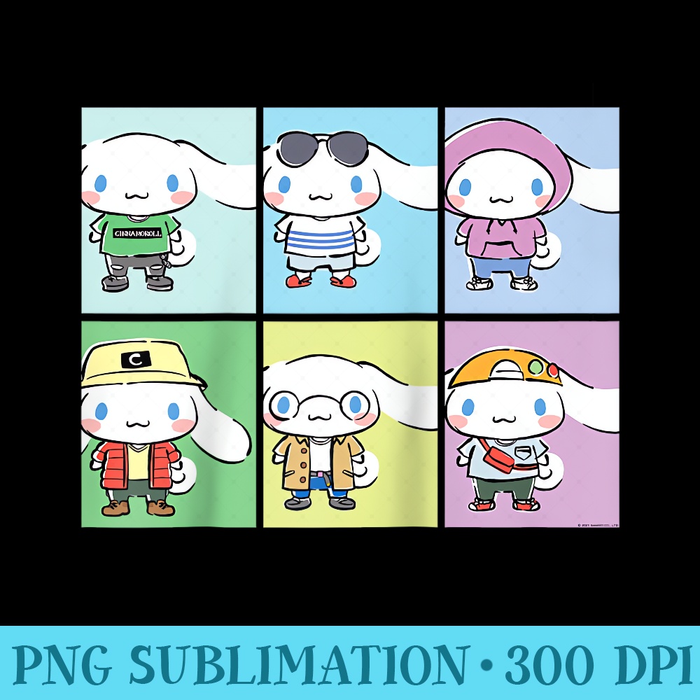 Cinnamoroll Collection Streetwear Squares Raglan Baseball - Digital PNG Artwork - Spice Up Your Sublimation Projects