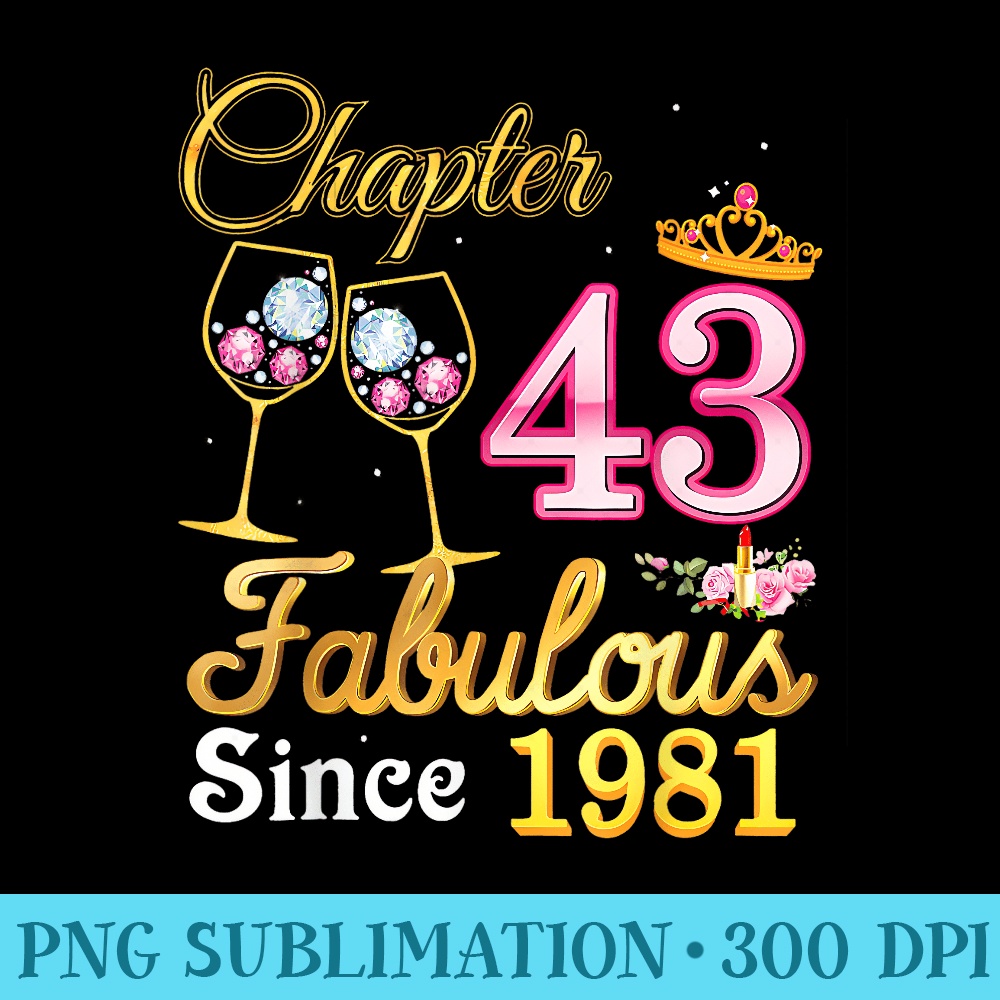 Chapter 43 Fabulous Since 1981 43Rd Happy Birthday Years Old - PNG Download Transparent Background - Fashionable and Fearless