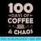 100 Days Of Coffee Chaos Teachers 100th Day Of School - PNG Download Template - Add a Festive Touch to Every Day