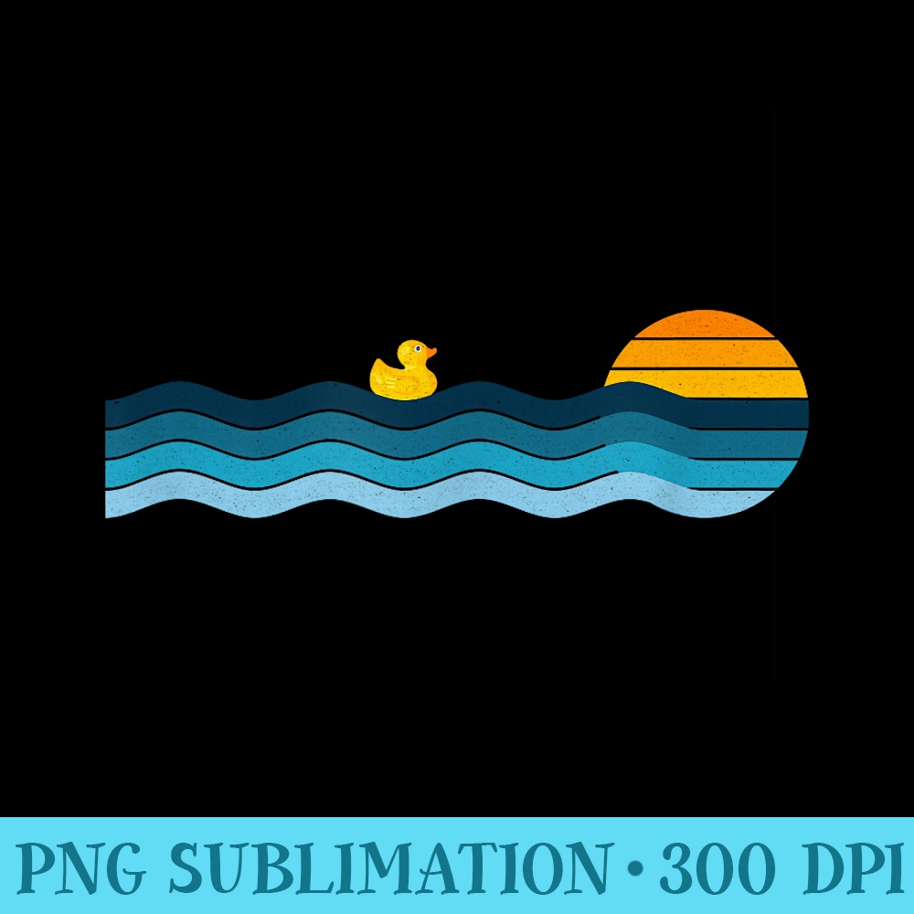Cute Kawaii Rubber Duck Vintage Retro Sunset Adorable Duck - PNG Download High Quality - Bring Your Designs to Life