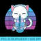 Vintage Cat Boba Tea Bubble Tea Anime Kawaii Neko for Girls - Printable PNG Images - Easy-To-Print And User-Friendly Designs
