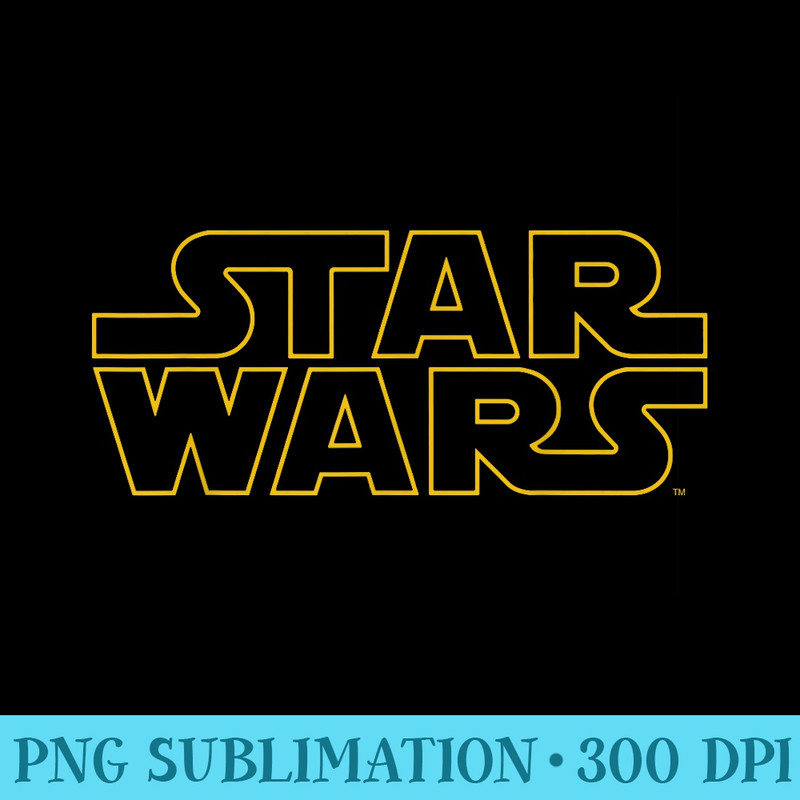 Star Wars Classic Yellow Outline Title Logo - Sublimation artwork PNG download - Enhance Your Apparel with Stunning Detail