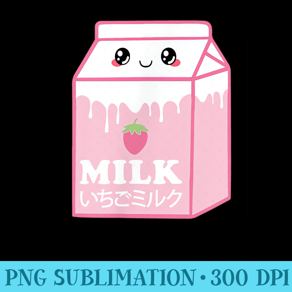 Japanese Strawberry Milk Pastel Kawaii Anime Aesthetic - Shirt Illustration PNG - Unlock Vibrant Sublimation Designs