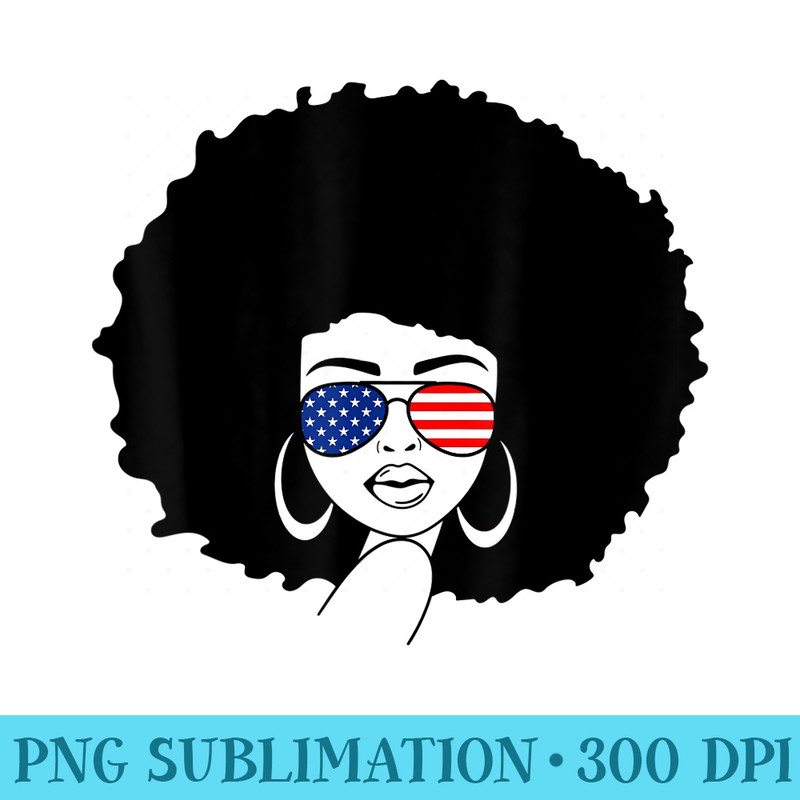 Black Girl US Flag Melanin Afro 4th Of July African American - PNG Download Graphic - Trendsetting And Modern Collections