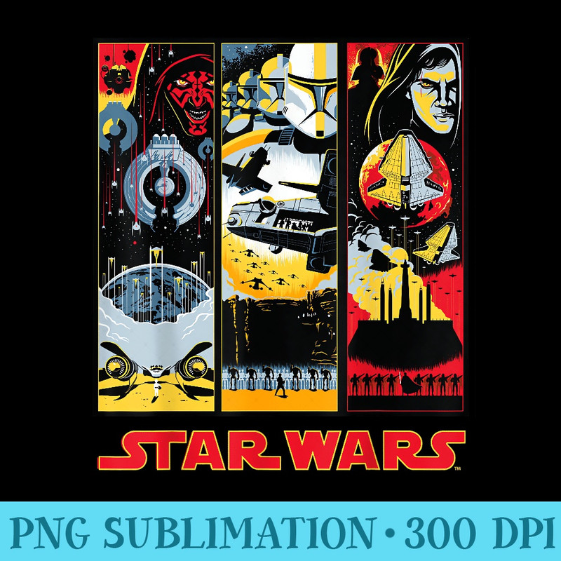 Star Wars Maul Trooper Anakin Retro Panels Graphic T - Digital PNG Artwork - Unique And Exclusive Designs