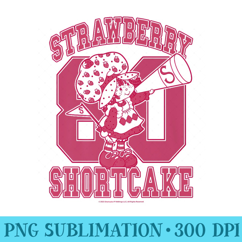 Strawberry Shortcake Eighties Bold Pink Collegiate Cutie Pie Premium - Shirt Graphics for Download - Enhance Your Apparel with Stunning Detail