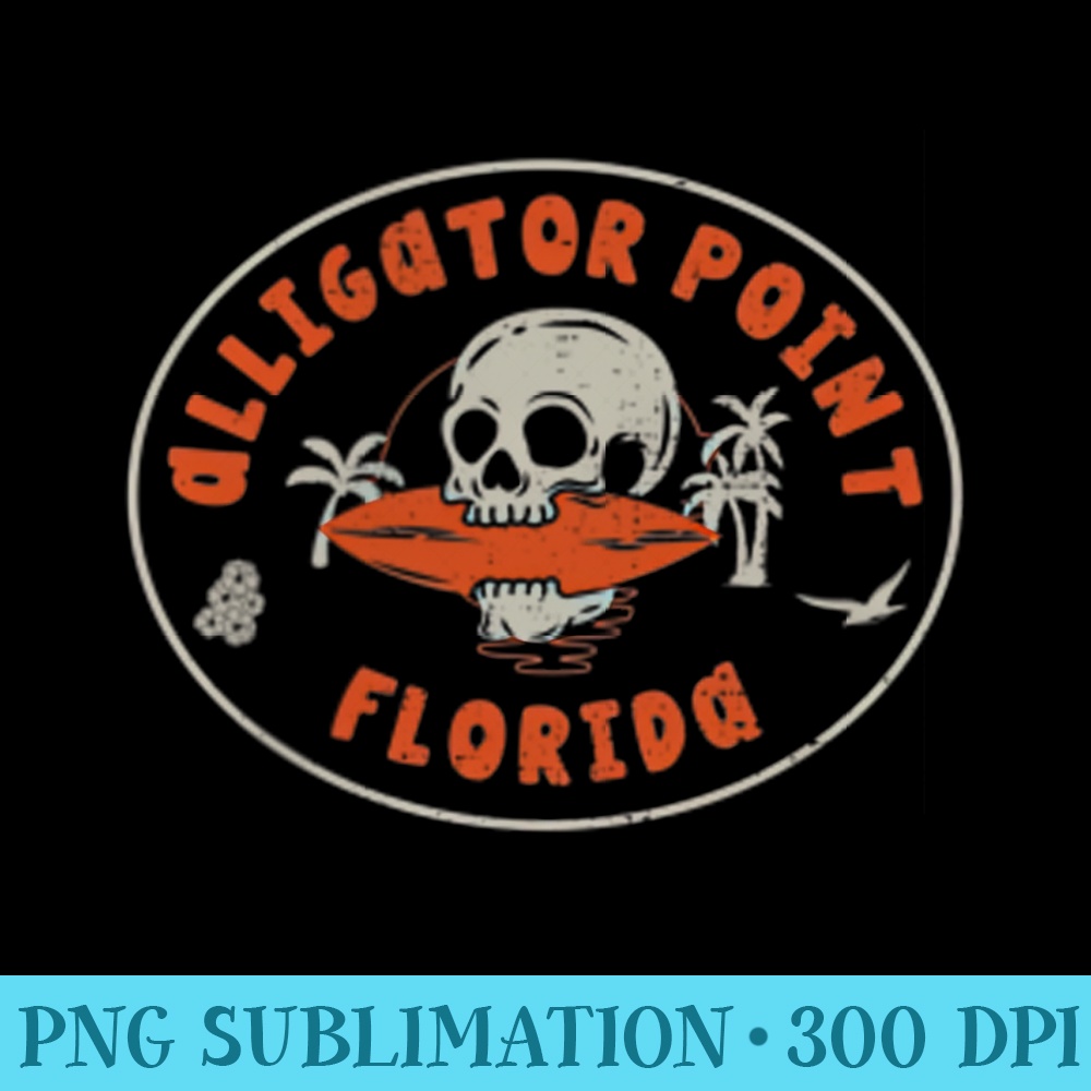 Alligator Point Florida FL Vintage Surf Beach Front Back - Sublimation backgrounds PNG - Create with Confidence