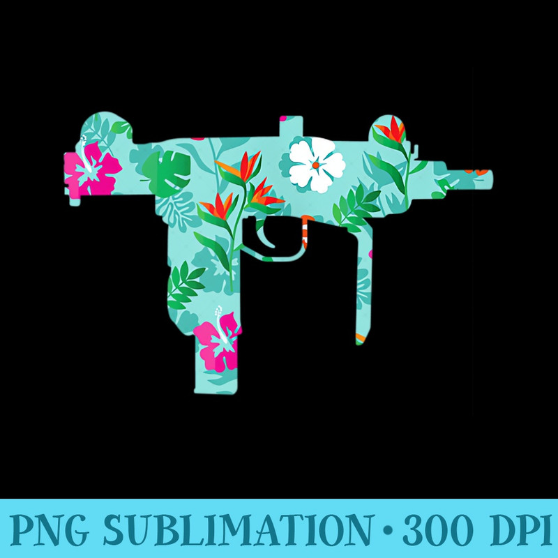Tropical Gun Lover Firearm Beach  Aloha Uzi - High Resolution PNG Download - Perfect for Personalization