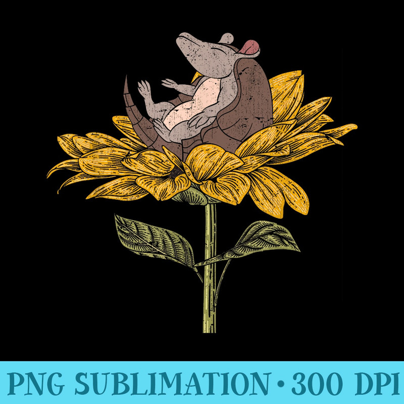 Sunflower Yellow Flower Wildlife Animal Floral Armadillo - Printable PNG Graphics - Spice Up Your Sublimation Projects