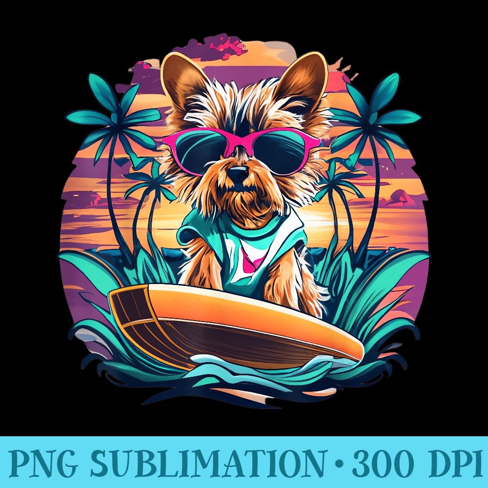 Surfing Yorkie Catching Waves Cute Yorkie Dog Mom Funny - Sublimation backgrounds PNG - Limited Edition And Exclusive Designs