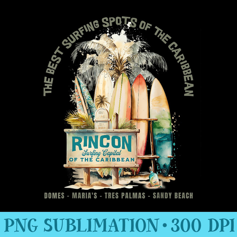 Rincon PR Surfing Capital of the Caribbean Surfers Wipeout - Transparent PNG Download - Stunning Sublimation Graphics