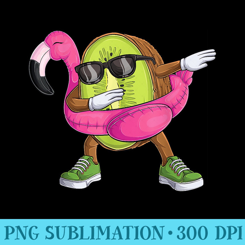 Dabbing Kiwi fruit Flamingo Tropical aloha Beach - High Resolution PNG Download - Bold & Eye-catching
