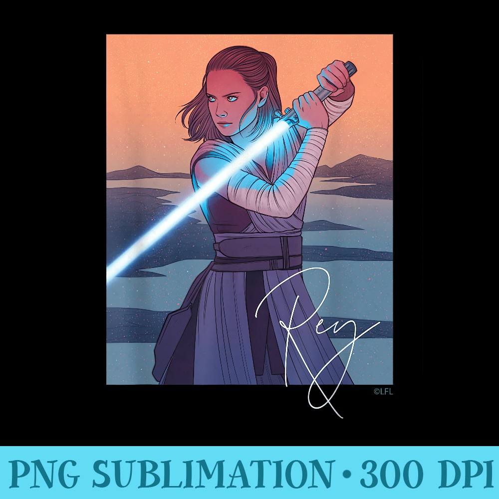 Star Wars Illustrated Rey with Lightsaber - Free PNG Download - Bring Your Designs to Life