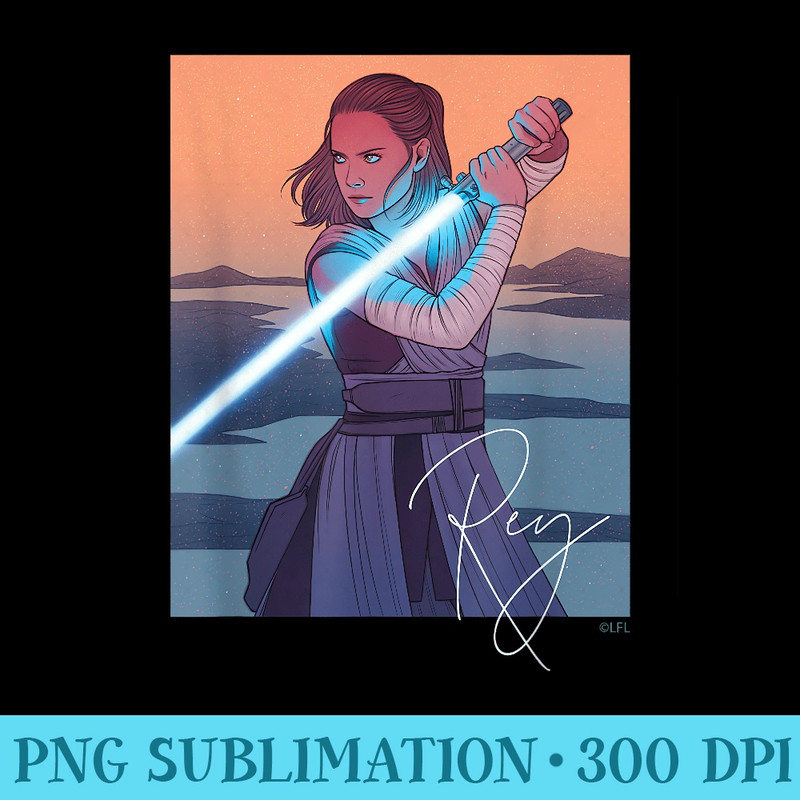 Star Wars Illustrated Rey with Lightsaber - Free PNG Download - Bring Your Designs to Life