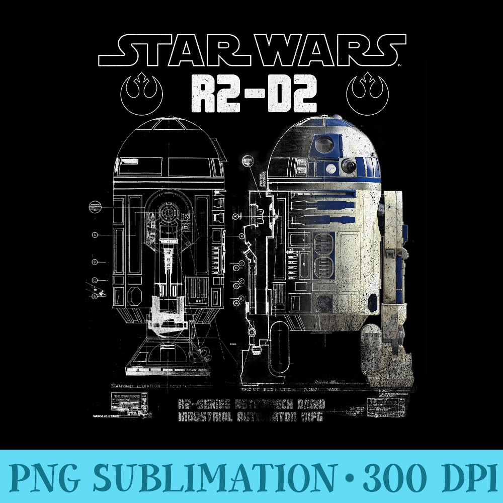Star Wars R2D2 Astromech Droid Schematic Graphic T - PNG Download Library - Spice Up Your Sublimation Projects