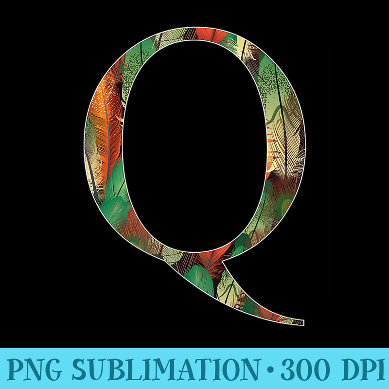 Cool Letter Q With Peacock Feathers - Shirt Artwork PNG - Boost Your Success with this Inspirational PNG Download