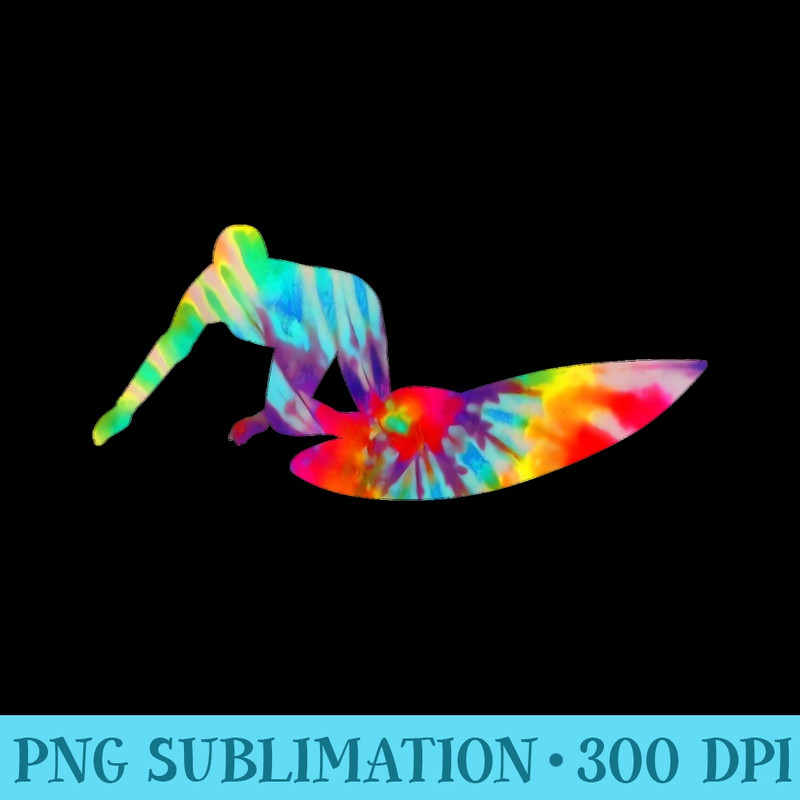 Surfer Tie Dye Hippie Surfing Vintage Surf - Transparent PNG download - Perfect for Sublimation Mastery