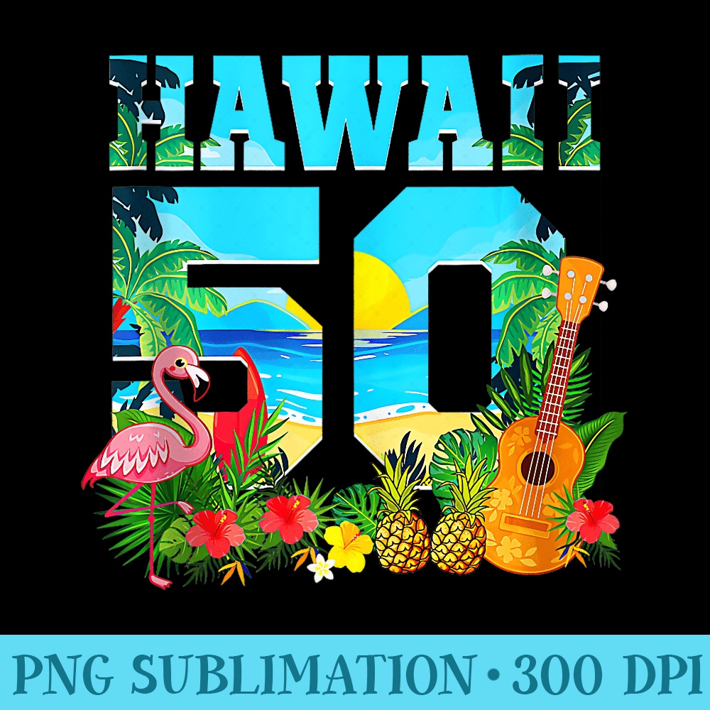 Aloha Hawaii 50th State Beach Hibiscus 50 Graphic - Download Transparent PNG Images - Perfect for Creative Projects