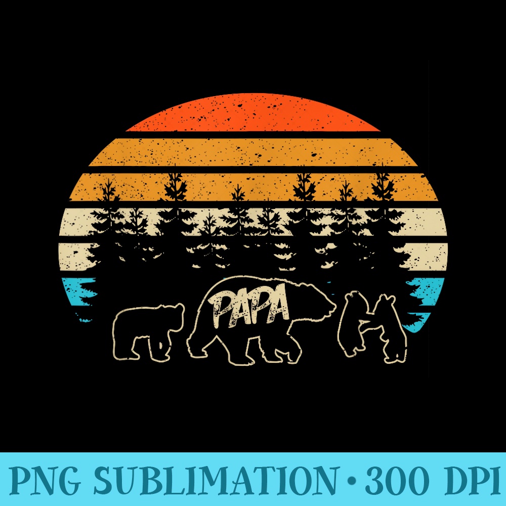 Vintage Papa Bear with Three Cute Bear Cubs - PNG Graphics Download - Unique And Exclusive Designs
