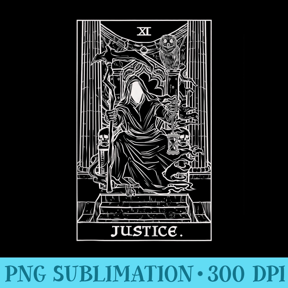 Justice Tarot Card Grim Reaper Halloween Gothic Clothing - PNG Download High Quality - Capture Imagination with Every Detail